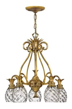 Lustre Ananas 5 Lumières Doré Plantation