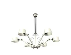 Lustre 6 Bras Blanc Crème En Acier Massif Bolt