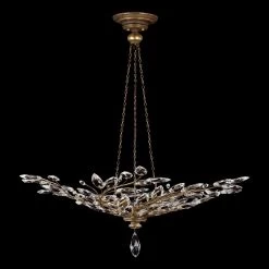 Lustre Cristal En Bouquet De Branchages Vieil Or - Collection Crystal Laurel