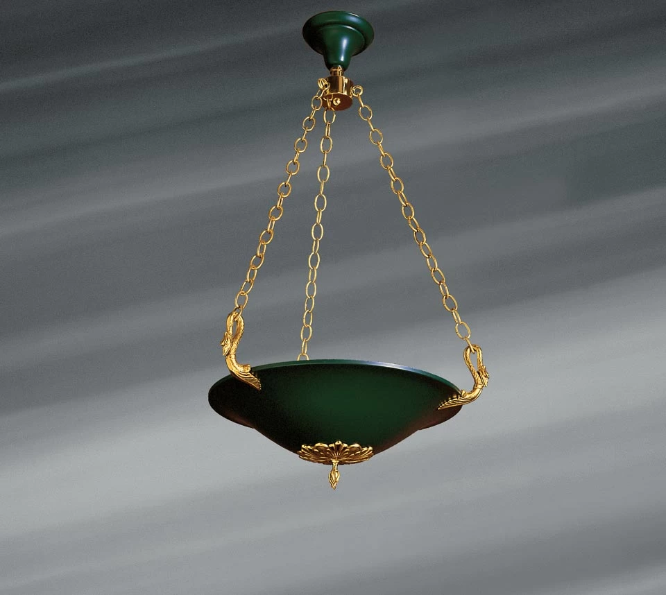 Lustre De Style Empire En Forme De Vasque évasée Et Laquée 1 Lustre De Style Empire En Forme De Vasque évasée Et Laquée