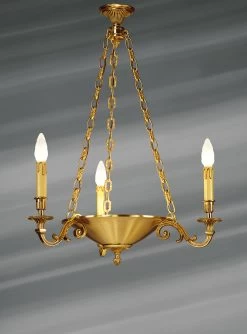 Lustre De Style Louis XVI En Forme De Coupe Suspendue, Bronze Massif