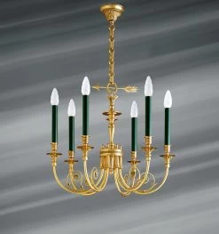 Lustre En Bronze Massif De Style Directoire, Décor De Pompon Et Flèche
