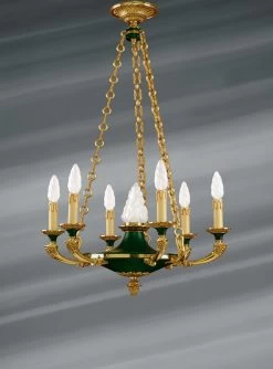 Lustre En Bronze Massif De Style Empire, Sept Lumières