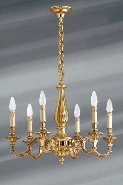 Lustre Louis XIV Bronze Massif Vieil Or Six Lumières