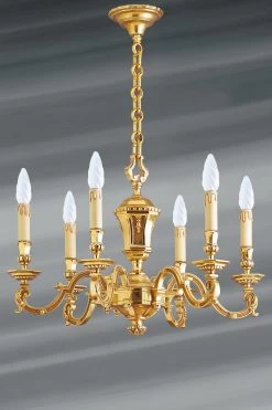 Lustre Louis XIV Doré En Bronze Massif Six Lumières