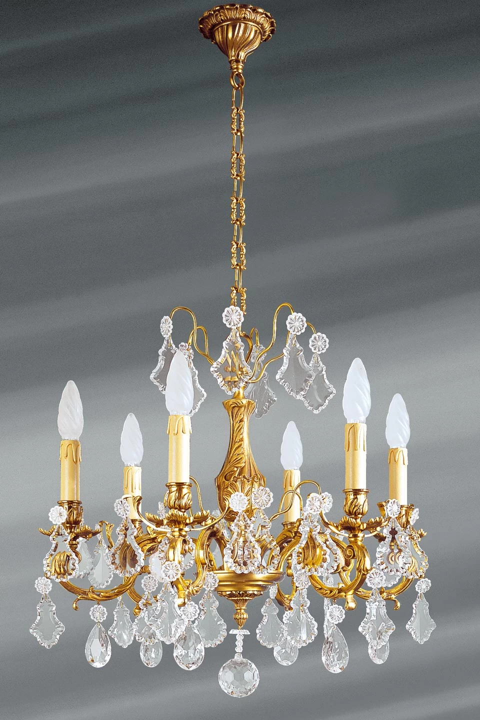 Lustre Louis XV Cristal De Bohème Six Lumières 1 Lustre Louis XV Cristal De Bohème Six Lumières