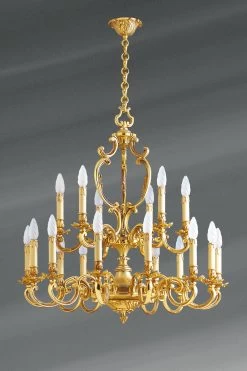 Lustre Louis XV Dix-huit Lumières Patine Vieil Or