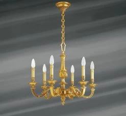 Lustre Louis XVI En Bronze Doré, Six Lumières