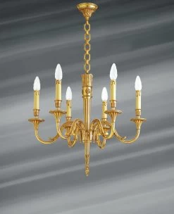 Lustre, Louis XVI, En Bronze Doré, Six Lumières