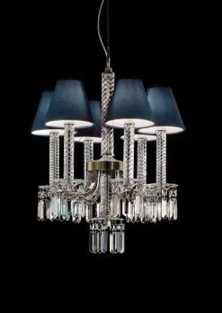 Lustre 6 Lumières En Cristal Et Pampilles En Cristal