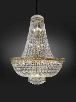 Lustre Montgolfière 20 Lumières Et Pampilles En Strass