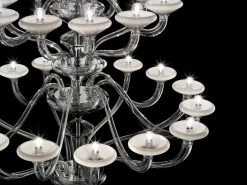 Windsor Lustre Contemporain En Cristal Gris Argent 24 Lumières -Lumière D'intérieur lustre venise murano excellence 21070162 4R