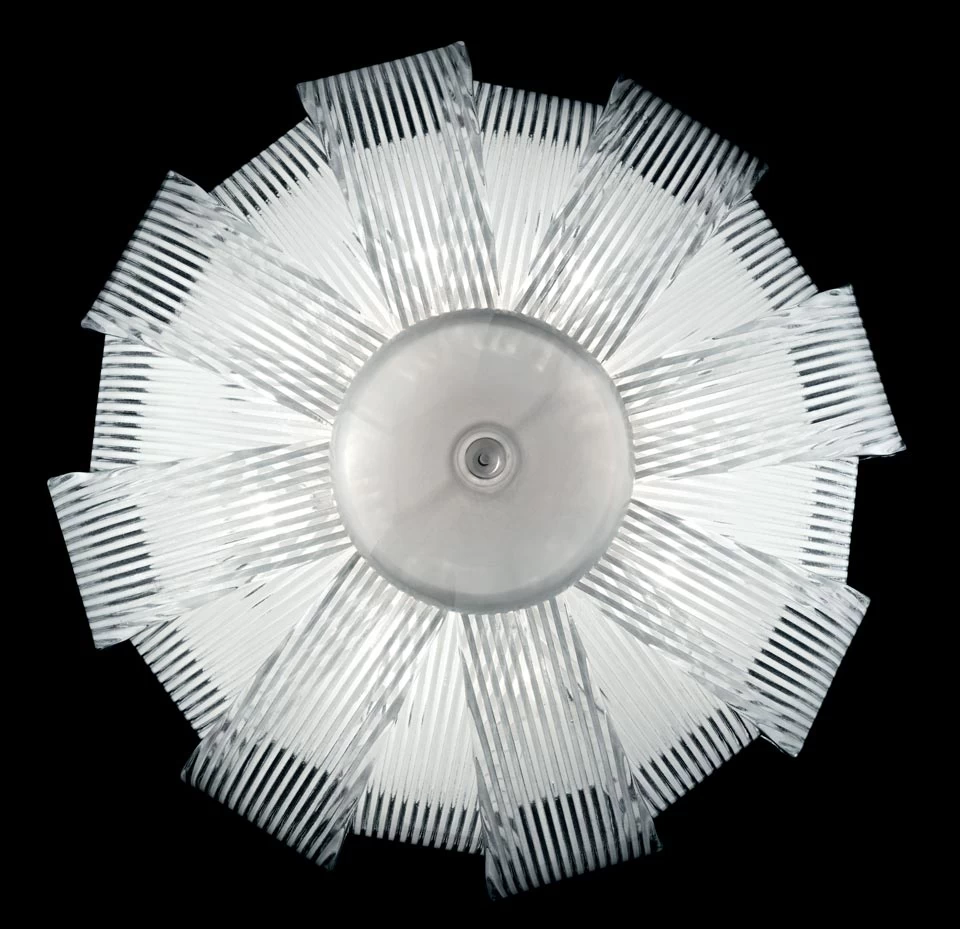 Plissé Grand Plafonnier Dôme En Cristal De Murano Blanc 2 Plissé Grand Plafonnier Dôme En Cristal De Murano Blanc – Image 2