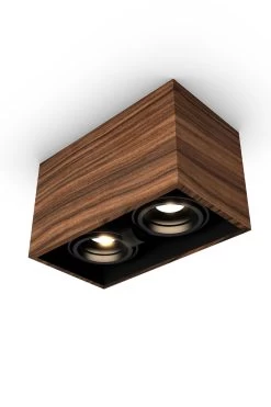 Mini Spot 2 Lumières En Bois De Rose 22x12cm