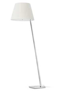 Moma Lampadaire Design Chrome Et Tissu Blanc