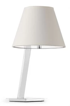 Moma Lampe De Table Design Chrome Et Tissu Blanc