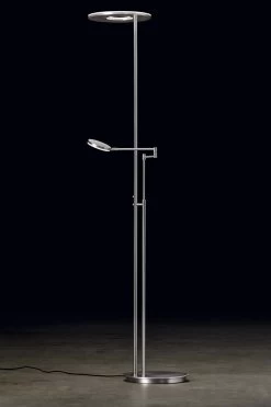 Nova Lampadaire Contemporain 2 Lumières Finition Aluminium Mat