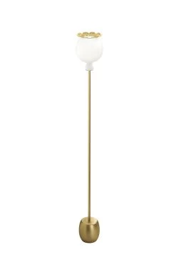 Opyo Lampadaire En Verre Soufflé Opale Blanc Et Métal Doré