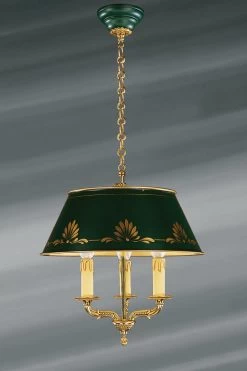 Petit Lustre En Bronze Massif De Style Empire, Finition Or Vif