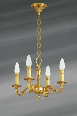 Petit Lustre, Louis XVI, En Bronze Doré, Quatre Lumières