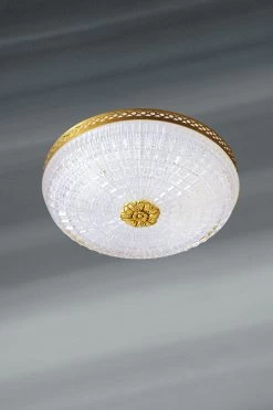 Plafonnier 19ème Avec Diffuseur En Cristal Taillé