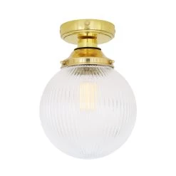 Plafonnier Boule En Verre Cannelé Cherith Pour Salle De Bain