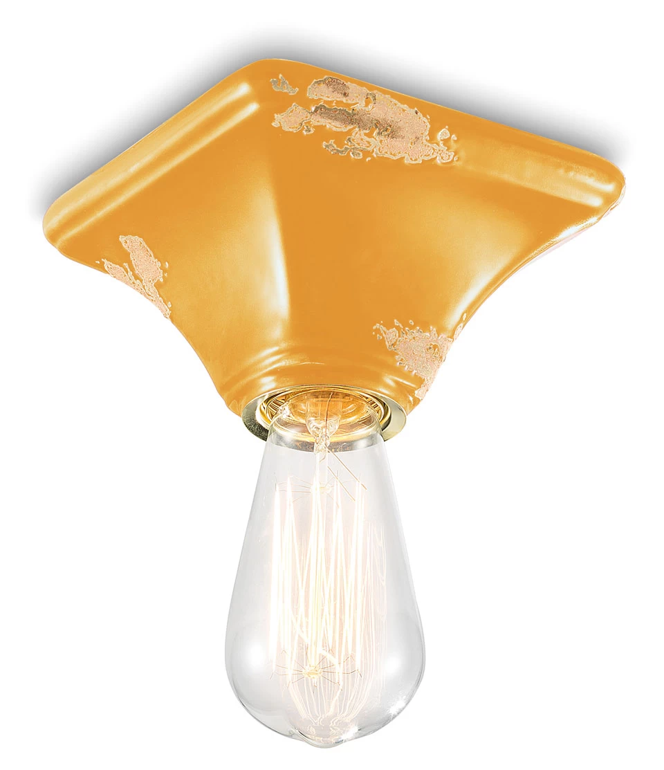 Plafonnier Carré En Céramique Jaune