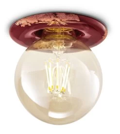 Plafonnier Vintage Rouge Framboise Et Ampoule LED Rétro