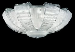 Plissé Grand Plafonnier Dôme En Cristal De Murano Blanc