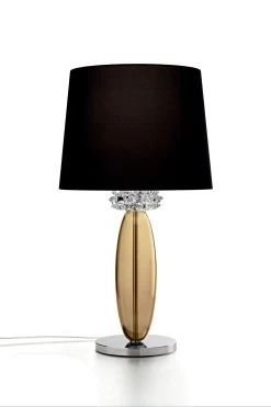 Rotterdam Lampe De Table En Chrome Poli Et Cristal De Murano Caramel