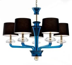 Saint Germain Lustre En Cristal Bleu 5 Lumières