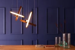 LED40 Suspension Scandinave En Croix En Bois De Noyer -Lumière D'intérieur scandinave bois led minimaliste 22120011 2R