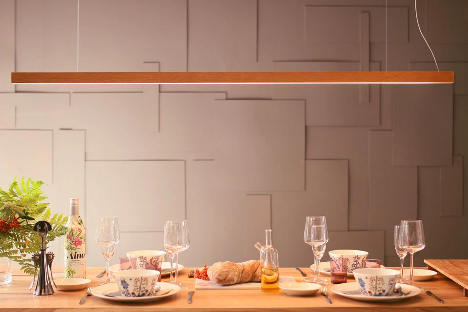 Led40 Suspension Linéaire En Chêne 160cm 2 Led40 Suspension Linéaire En Chêne 160cm – Image 2