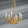 Superbe Lustre De Style Empire, En Bronze Massif, Six Lumières