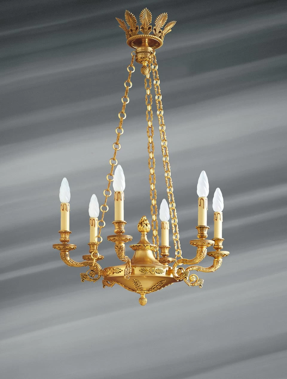 Superbe Lustre De Style Empire, En Bronze Massif, Six Lumières 1 Superbe Lustre De Style Empire, En Bronze Massif, Six Lumières
