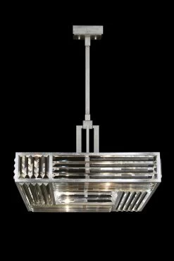 Suspension Argent Carrée En Prismes De Cristal