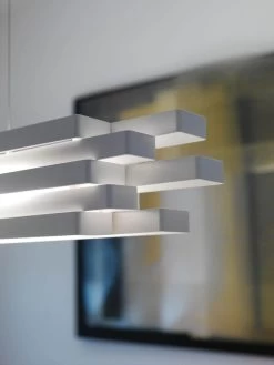 Suspension En Aluminium Blanc à Rectangles Superposés Escape