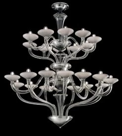 Windsor Lustre Contemporain En Cristal Gris Argent 24 Lumières